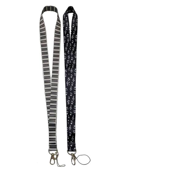 1 (ONE) Piano Key Keyboard OR Note Lanyard ID Badge Holder Safety Keychain - Picture 2 of 2